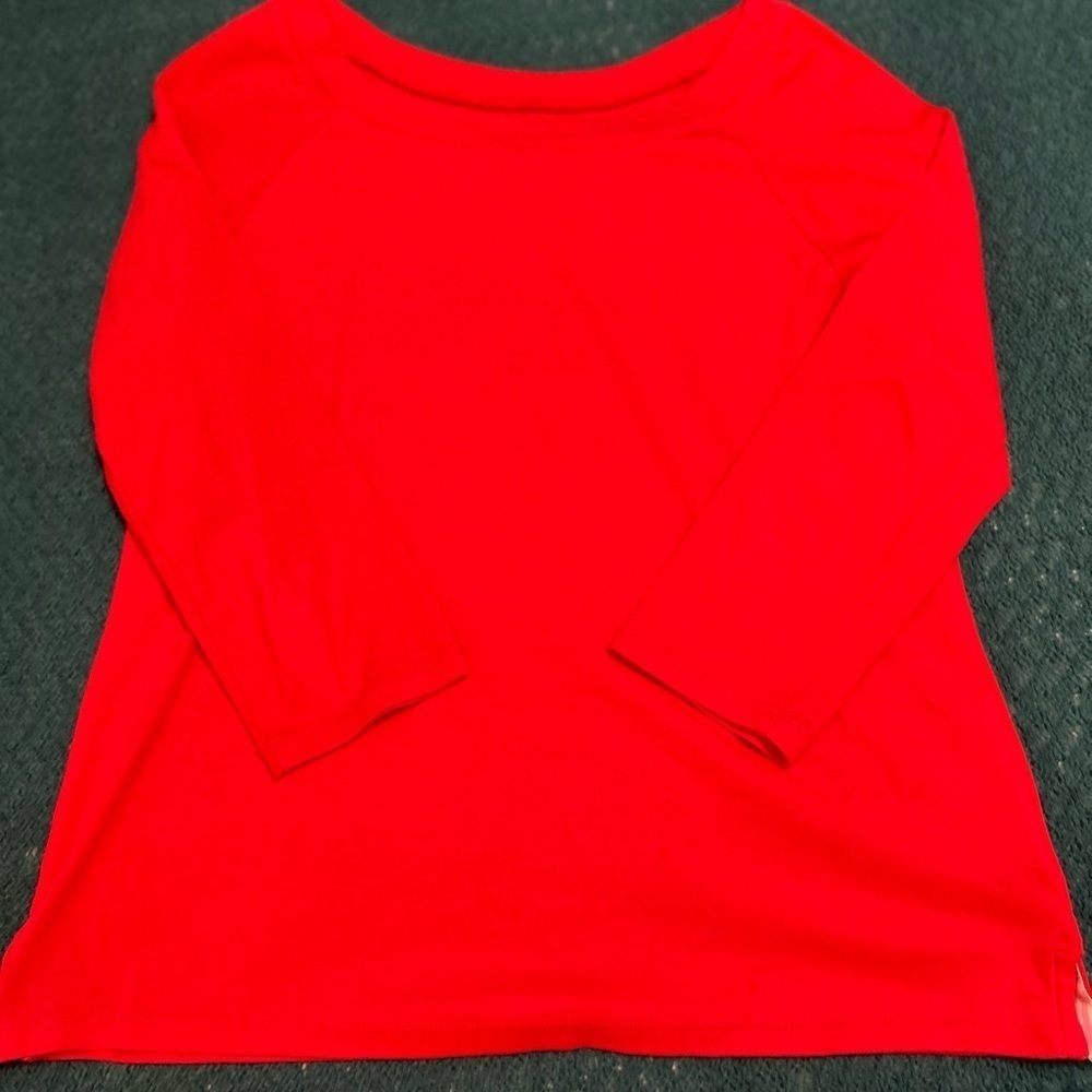 Talbots Women’s 3/4 Sleeve Red Scooped Neck Top

Size LP
